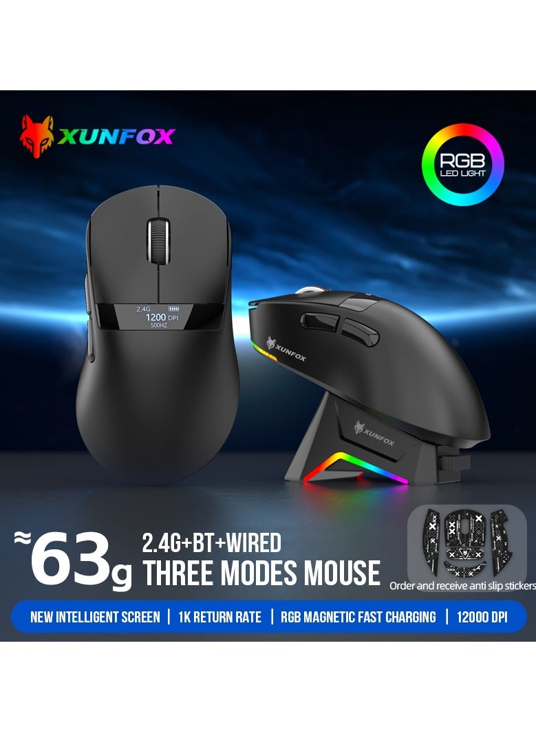 XUNFOX H9 Pro Wireless Gaming Mouse, 3 Modes (2.4G+BT+Wired),…