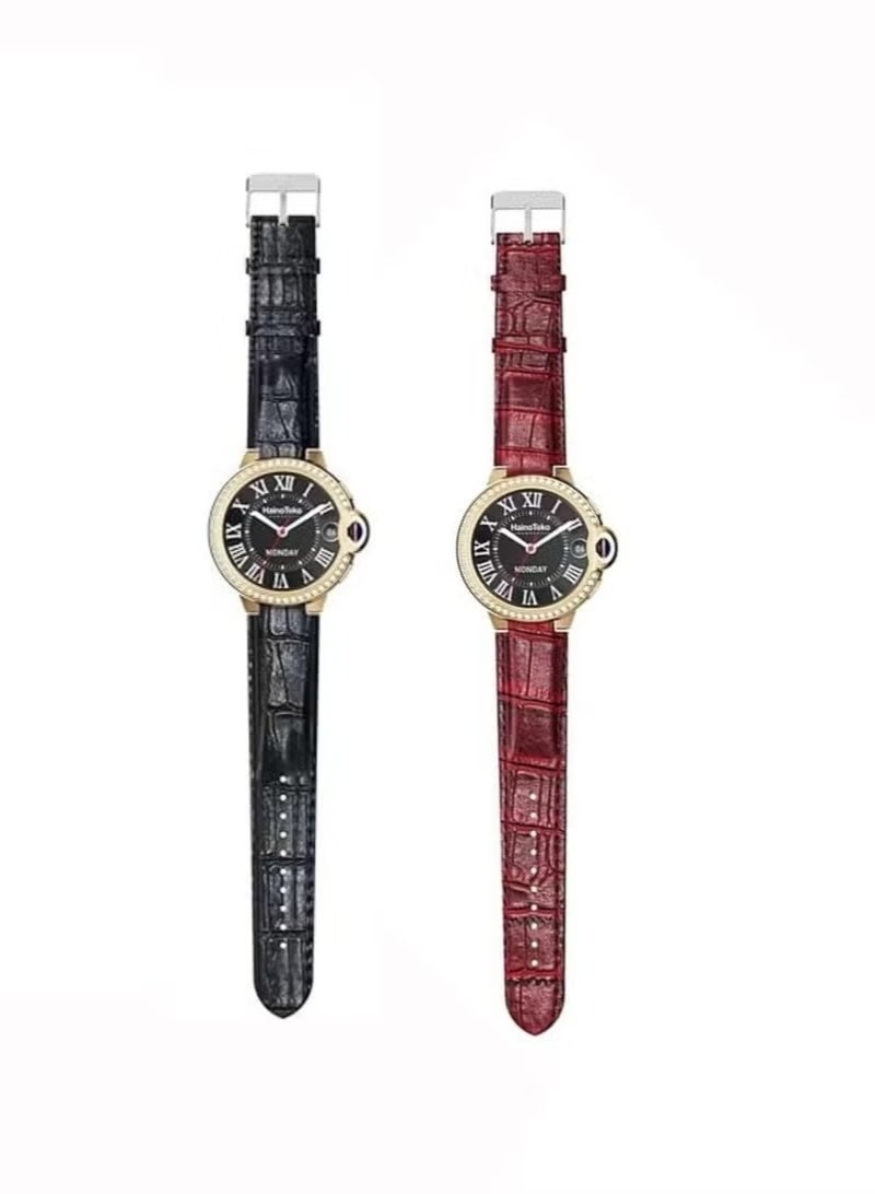 Compare RW 20 Diamond Edition Classic Round Smartwatch for Women, Elegant Red Smart Watch with Dual Straps, Fitness & Health Tracker, Heart Rate, Sleep Monitoring, Stylish Everyday Wear Smartwatch at KSA Price