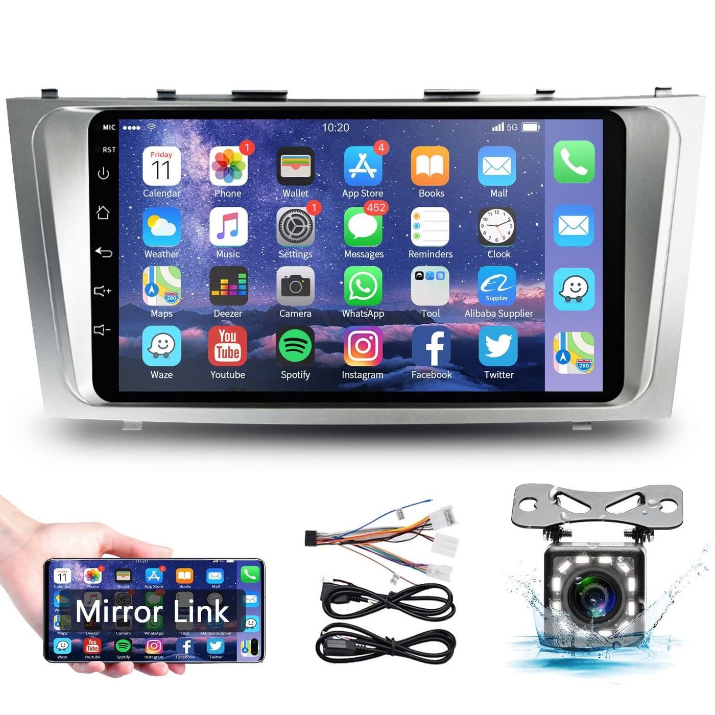 Compare for Toyota Camry 2006 2007 2008 2009 2010 2011 Android Car Stereo for Toyota Camry 9 Inch HD Touch Screen Car Radio with Mirror Link WiFi GPS Navigation Bluetooth FM Radio USB Rear View Camera at KSA Price