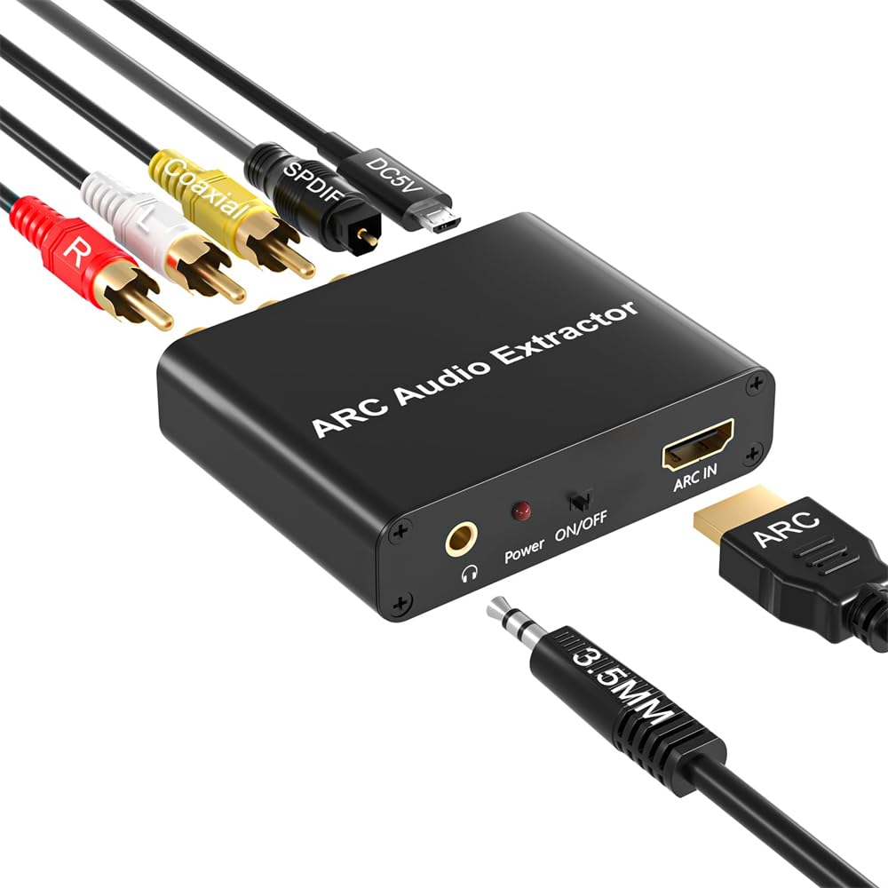 Compare HDMI ARC Adapter, ARC Audio Extractor with Digital Optical TOSLINK SPDIFCoaxial & Analog 3.5mm LR Stereo, HDMI ARC to RCA Audio Converter for HDTV, Soundbar & Amplifier at KSA Price
