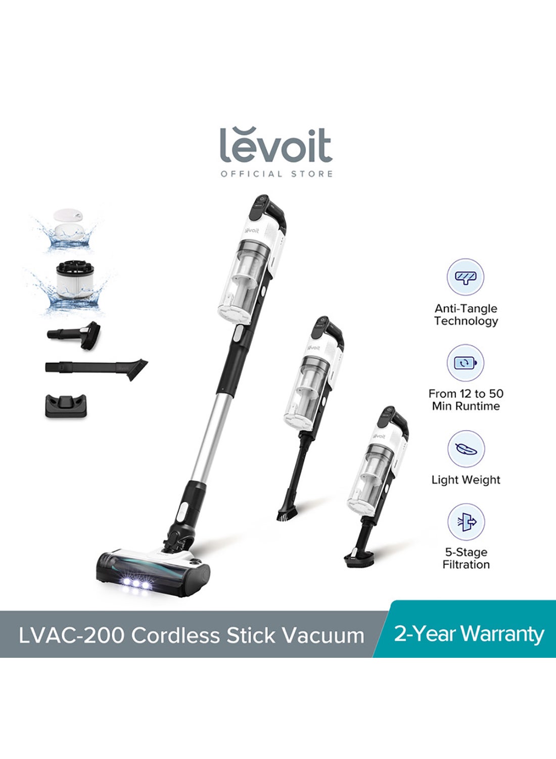 LVAC-200 Cordless Vacuum Cleaner with Anti Hair Wrap,…