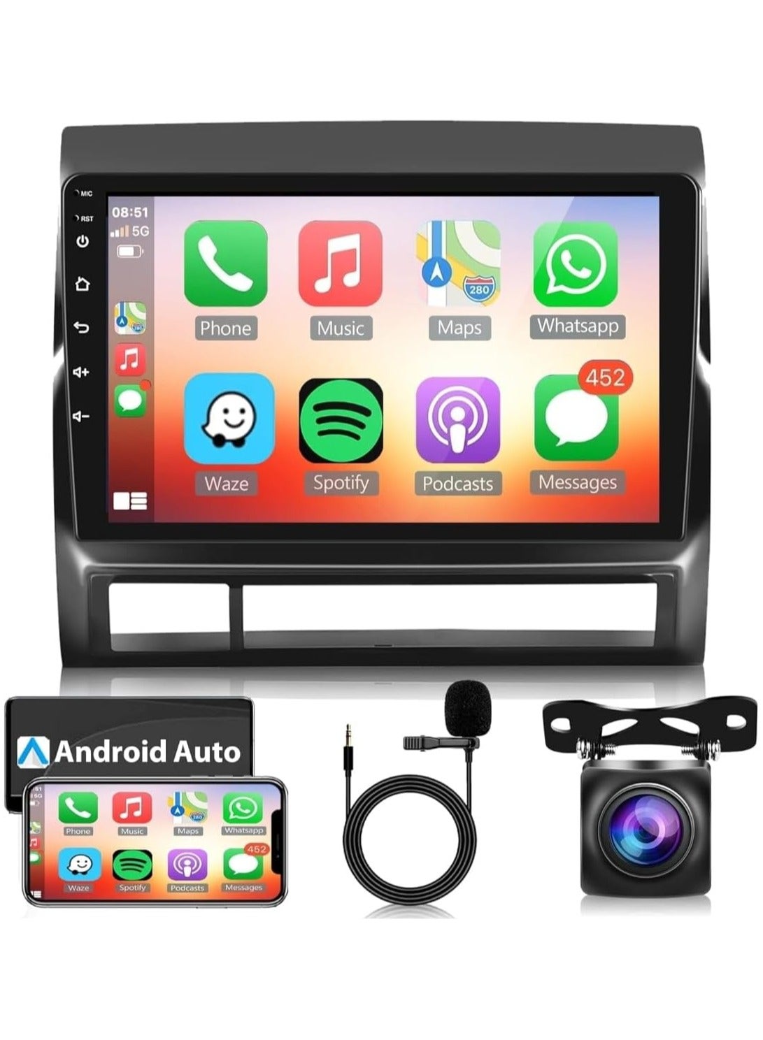 Compare Android Car Stereo For Toyota Tacoma 20052015 4GB RAM Support Apple Carplay Android Auto Wireless QLED Touch Screen DSP Bluetooth AHD Camera Included Fast Interface Quick Boot at KSA Price