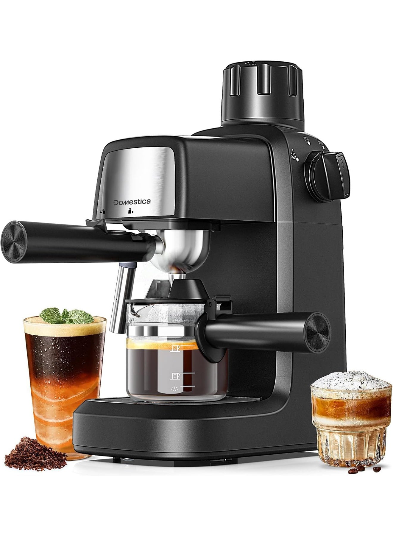 Compare Brewcraft 3.5Bar Espresso Coffee Maker Machine for Home | Fastbrew Technology, Preheating Function, Milk Frother & Steam Wand |  Espresso Machine | 800W 4 Cup Coffee Machine for Cappuccino, Latte & Mocha Black at KSA Price
