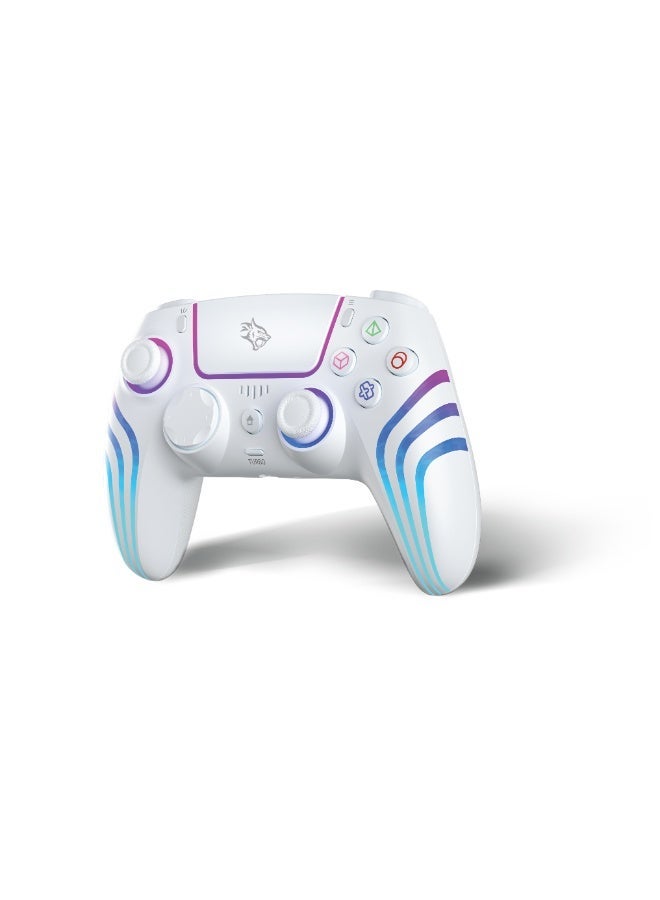 Compare Wireless PS5 Controller with Touchpad, Vibration & Adjustable Brightness, 6Axis Motion Sensor, Turbo Frequency, 3D Motion Control, Bluetooth 5.3, USBC Charging, Builtin Speaker, CrossPlatform Compatibility for PS5, Windows, Mac, iOS, Android  White at KSA Price