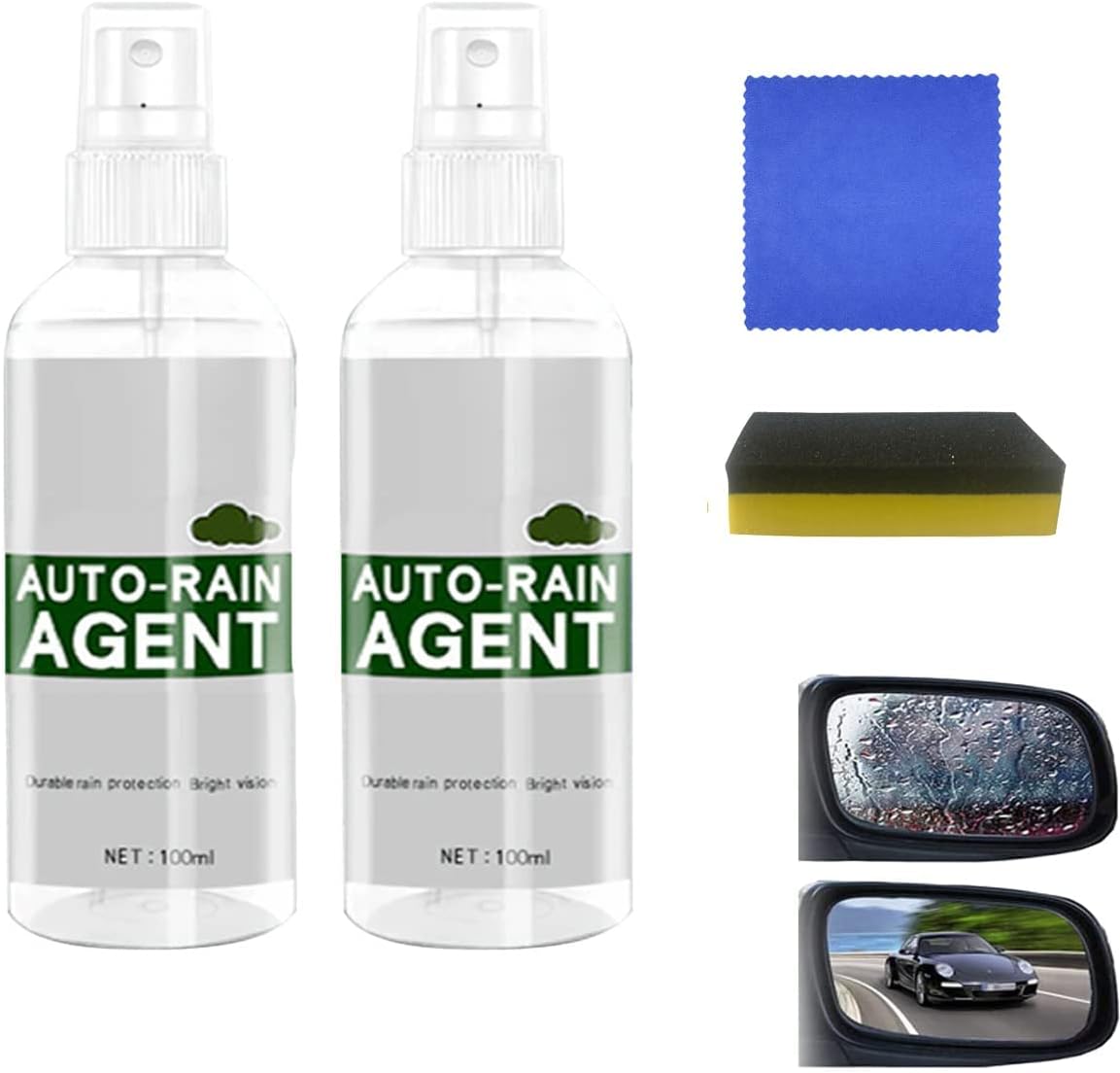 Compare Car Glass AntiFog Rainproof Agent, Car Glass Waterproof Coating Agent Anti Fog Rain Spray,Nano Rainproof Spray, Anti Fog Spray Auto Glass for Windows Glass 2pcs100mlGreen at KSA Price