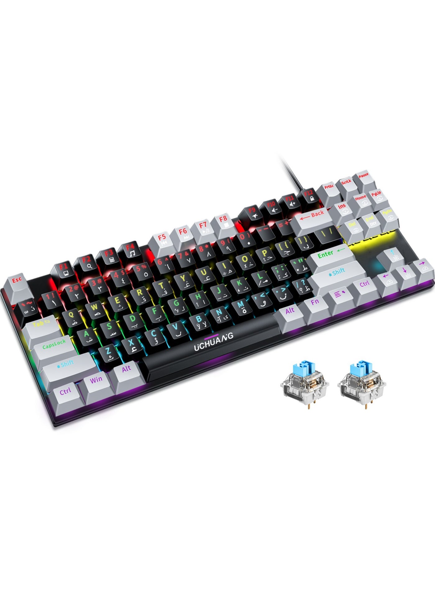 English Arabic Mechanical Gaming Keyboard with RGB…