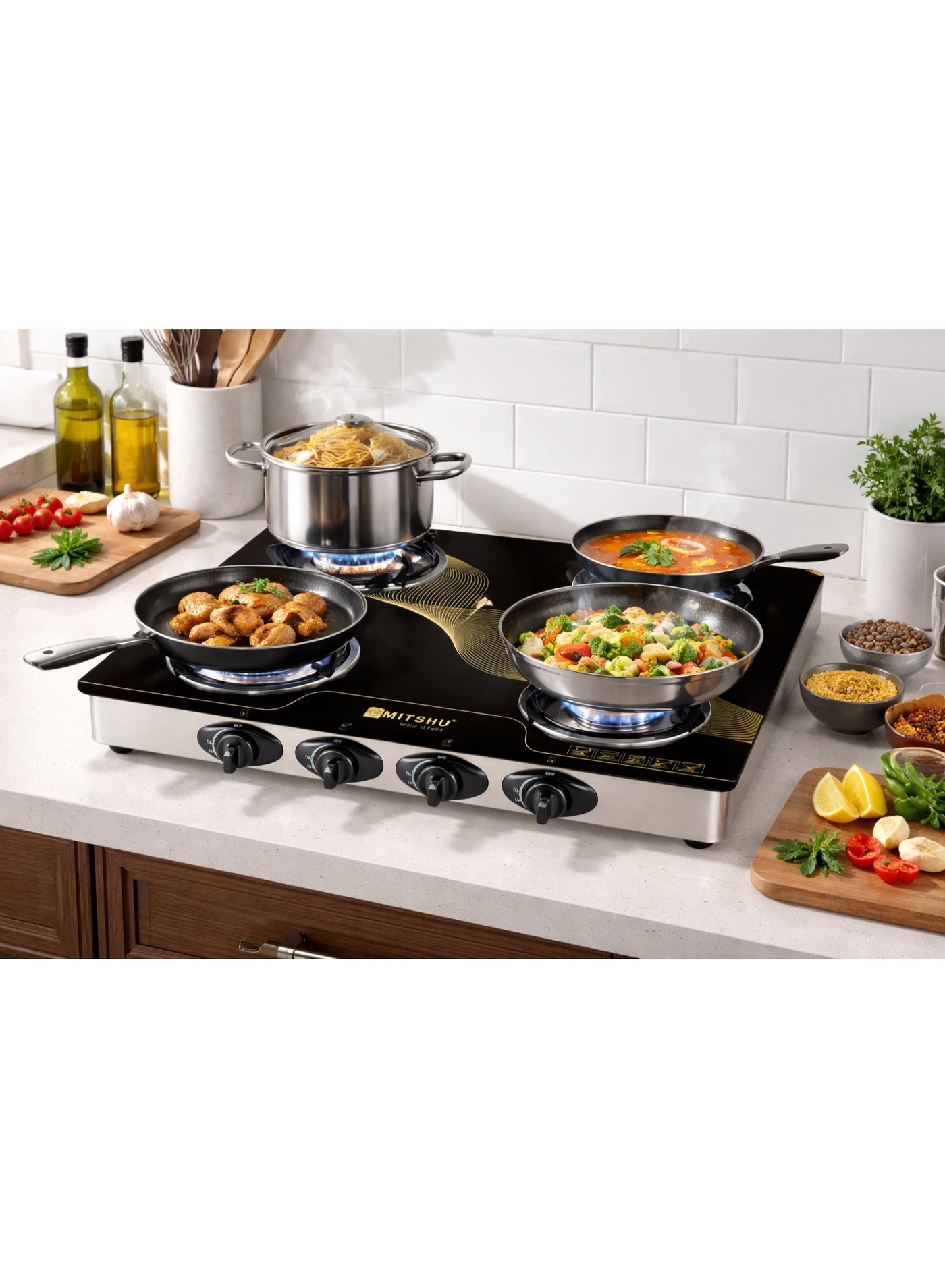 4 Burner Gas Stove 4 in 1 Built In…