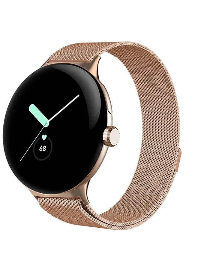 Compare Metal Band Compatible with Google Pixel Watch Bands Women Men, Stainless Steel Mesh Magnetic Band Adjustable Wristband Replacement Strap for Google Pixel Band 2022 Rose Gold at KSA Price
