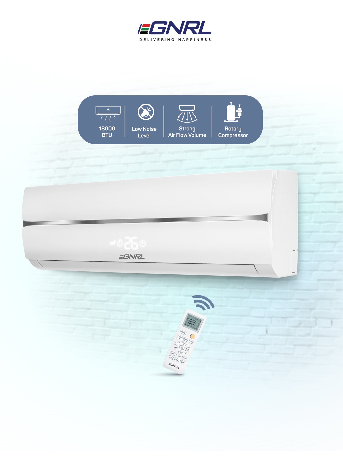 Split AC White 18000 BTU T1 Rotary R410a,…