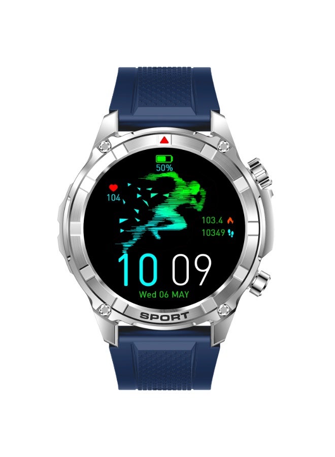 Compare Xcell Elite6 Smartwatch, 1.52 HD Display, Bluetooth Calling, Wireless Charging, Flashlight, HeartRateBPSpO? Monitor, Multi Language, IP67, 7 Days Battery, iOSAndroid Compatible  Silver Frame with Blue Strap at KSA Price