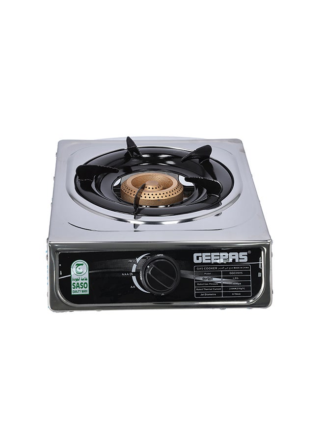 Compare Stainless Steel Single Burner Portable Gas Stove with Auto Ignition & Cast Iron Burner, Compact SpaceSaving Design, 2 Years Warranty GGC31015 Silver at KSA Price