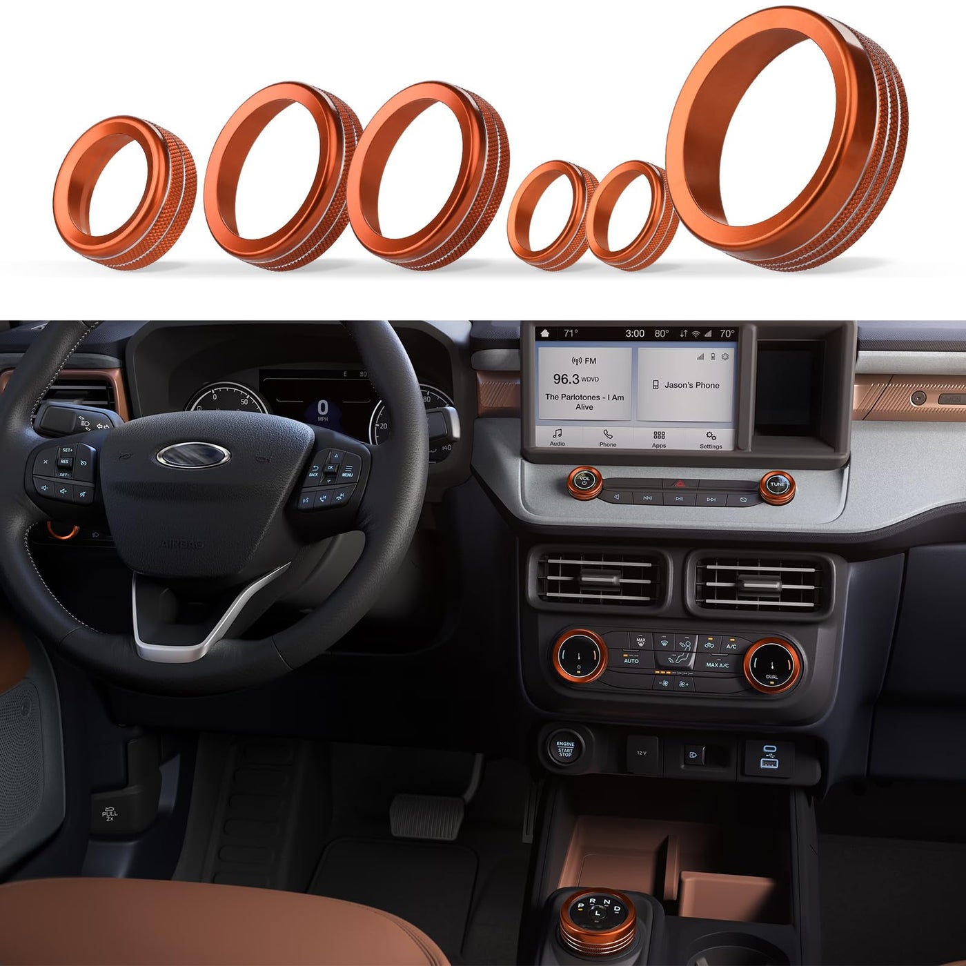 Compare ANFOKAS 6pcs Compatible with Ford Maverick 2024 2023 2022 Accessories Not Fit 2025 Car Interior Center Consoles Cover Gear Shift Knob AC Volume Headlight Knob Rings Orange at KSA Price