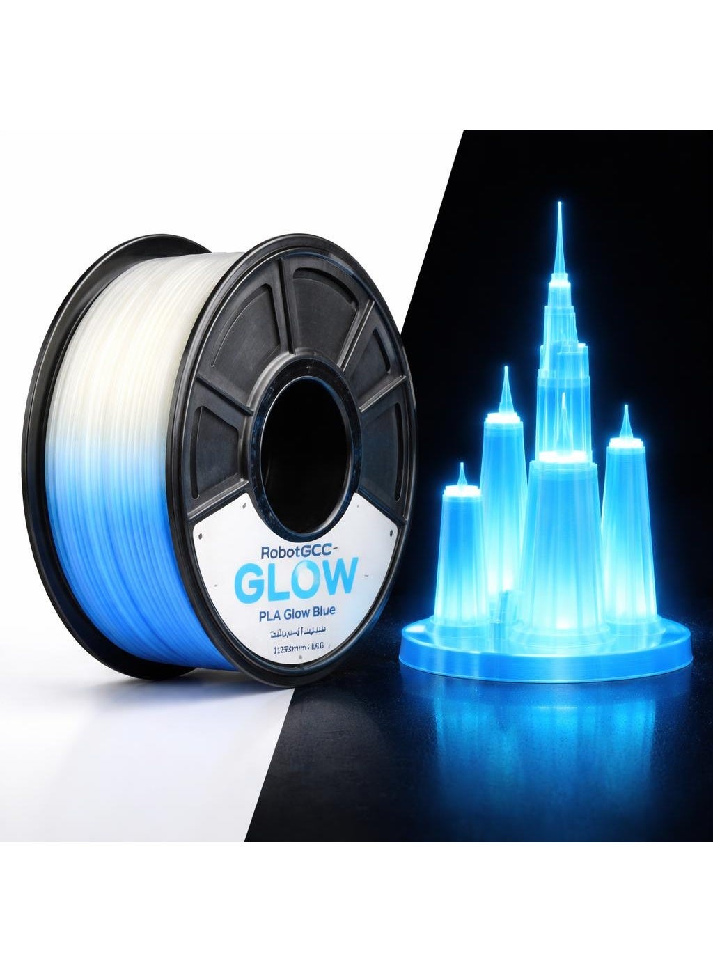 RobotGCC Glow Blue PLA 3D Printer Filament 1.75mm…