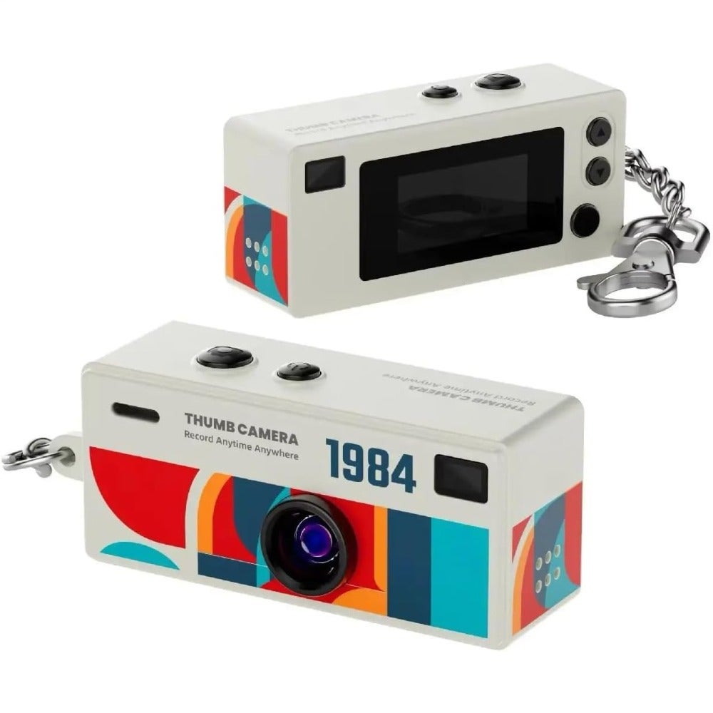 Compare Mini Thumb Camera 0.96 Keychain Digital Camera, Retro Pocket Small Camera with 1080P HD Video, Builtin Flash, Travel Vlogging Camera Off White at KSA Price