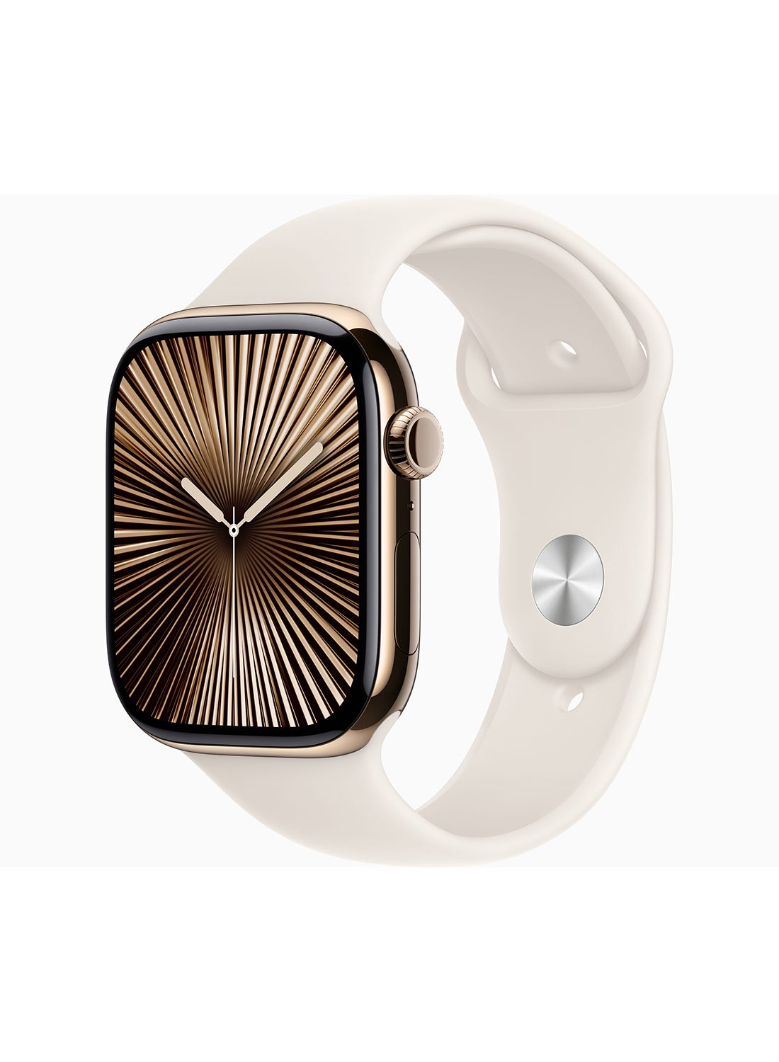 Compare Watch Series 10 GPS + Cellular 46mm Gold Titanium Case With Starlight Sport Band at KSA Price