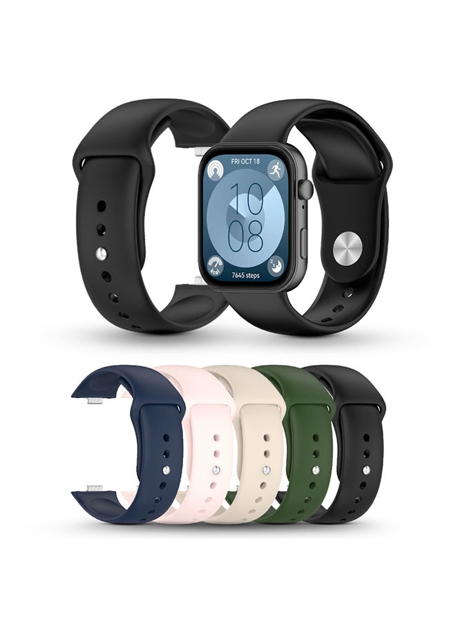 Compare Silicone Bands Pack of 5 for Huawei Watch Fit 4proFit 4Fit 3 Watch Band, Breathable Soft Comfortable Replacement Band for Men and Women at KSA Price