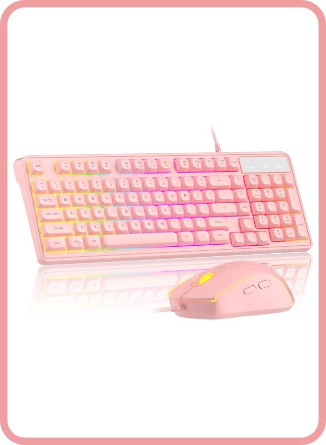 Compare GK980 Wired Gaming Keyboard and Mouse Combo, Backlit Keyboard, Adjustable DPI Mouse for PCLaptopMAC Pink at KSA Price