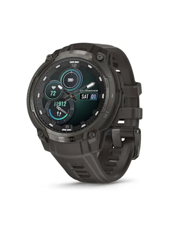 Compare Garmin Instinct Crossover AMOLED, Rugged Hybrid GPS Smartwatch with Analog Watch Hands and Bright AMOLED Display, Charcoal with Charcoal Silicone Band Charcoal at KSA Price
