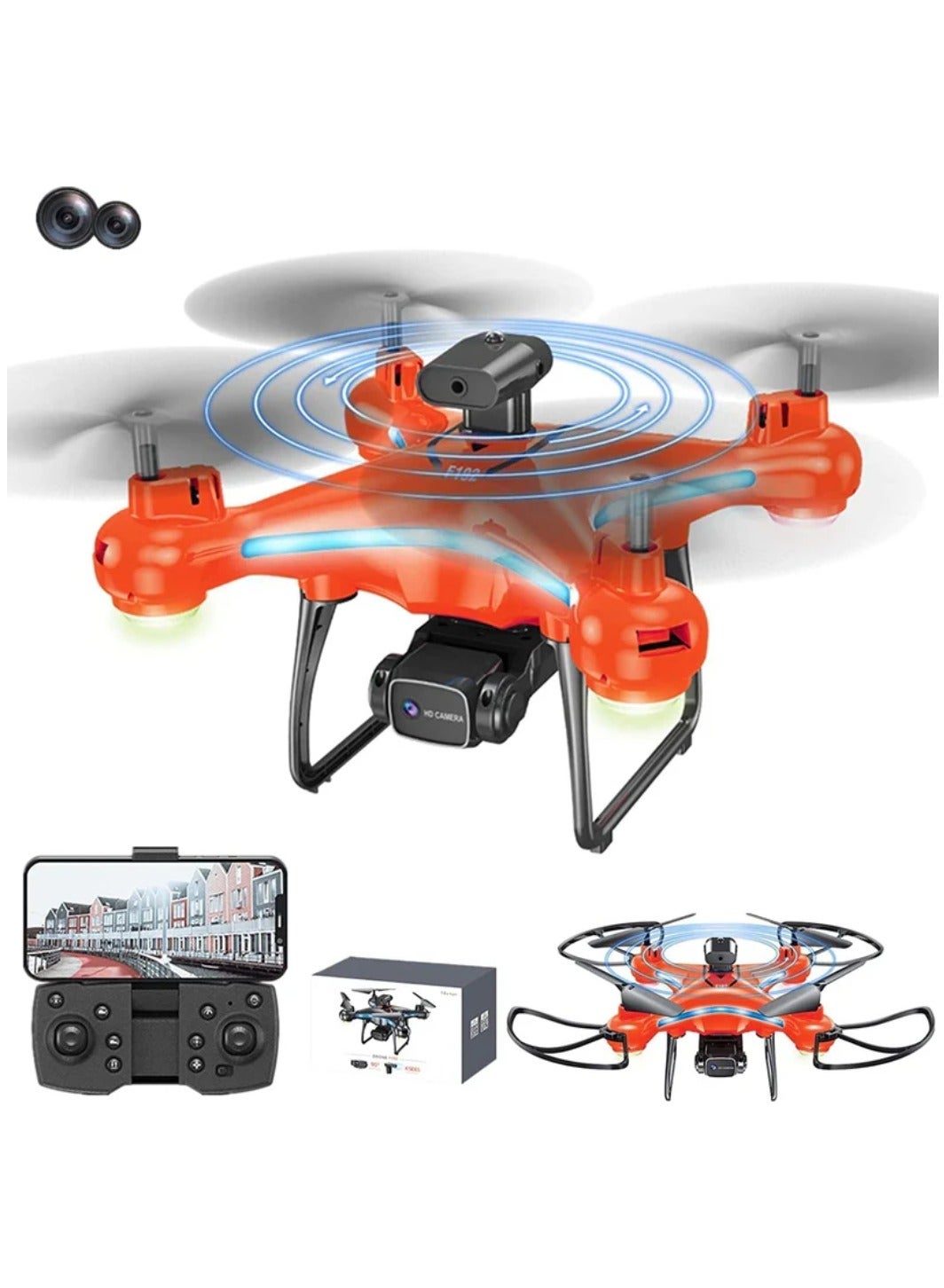 Compare ZFR F192 Drone 90° Remote ESC Multifunctional Mini Drone Optical Flow Positioning, Handless Mode, Altitude Mode, 306° Flip, WiFi, One Key Return, Obstacle Avoidance & LED Light OrangeBlack at KSA Price