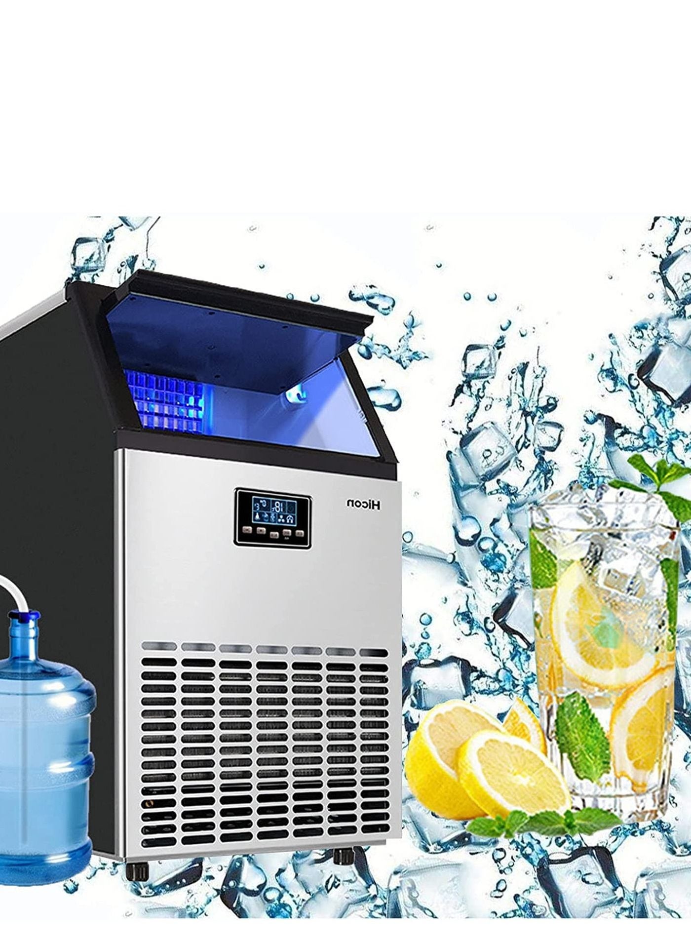 Compare Commercial Ice Maker Ice Machine Self Clean, 36 Cubes per Batch in 1118 Minutes 55KG24H,15KG Storage Bin, Advanced LCD Panel wClear Indicators?Automatic water intake and bottled water can be used. at KSA Price