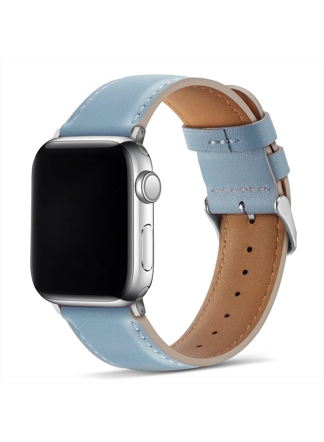 Compare Bands Compatible with Apple Watch Band 41mm 40mm 38mm Men Genuine Leather Replacement Band Compatible with Apple Watch Series 8 7 41mm SE 6 5 4 40mm 3 2 1 38mm  Blue at KSA Price