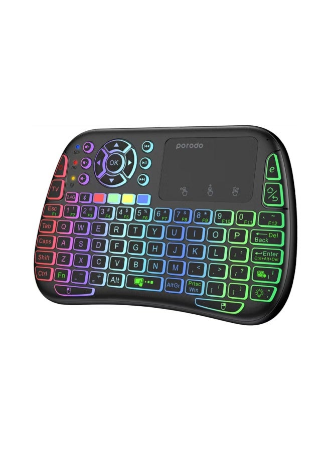 Compare Gaming Remote Keyboard & Mouse with Programmable Buttons, Gesture Recognition, 10m Operational Range, 84 Keys, 5.2 Bluetooth, 300mAh Battery  Black at KSA Price