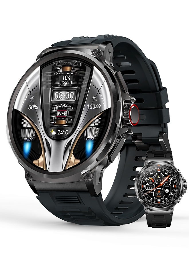 Compare 1.85 Round HD Luxury Smart Watch for Men,710mAh Powerfull Battery, Tactical Fitness Tracker, Smartwatch for Android iOS, Black at KSA Price