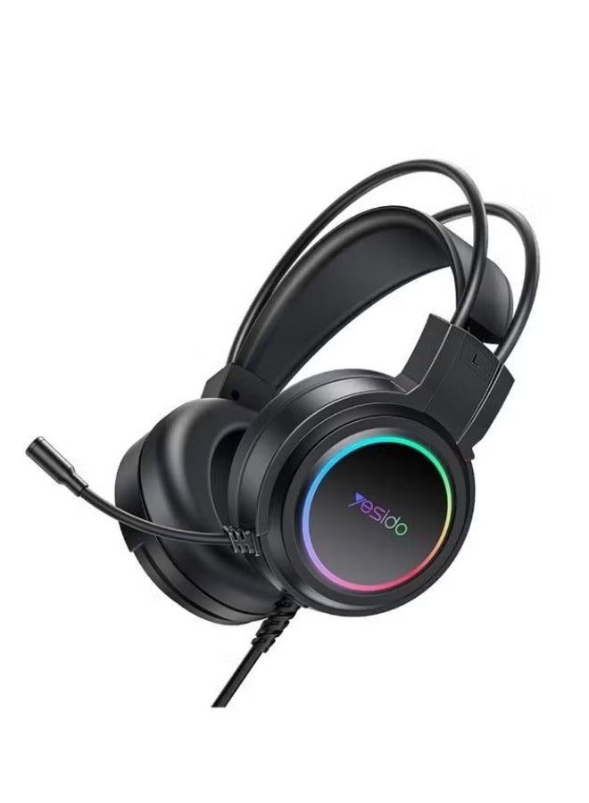 Compare EK05 Wired RGB Gaming Headset with Noise Reducing Microphone, RGB LED Lighting, Stereo Surround Sound, Over Ear Headphones for PC, Laptop, PS4, PS5, Gaming and Online Chat, Black at KSA Price