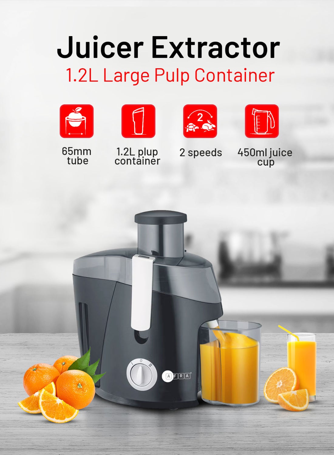 Compare Juice Extractor with 2 Speeds 65mm Wide Feed Tube, Stainless Steel Filter | 1.2L Large Pulp Container with 450ml juice cup & Transparent Lid & Mesh Strainer | 2Year Warranty 1.5 L 400.0 W AF400JCBK Black at KSA Price