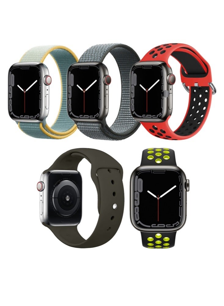 Compare 5pcs Watch Bands Replacement for Apple Watch Strap Compatible with Apple Watch 42414038mm Series 10987654SE at KSA Price