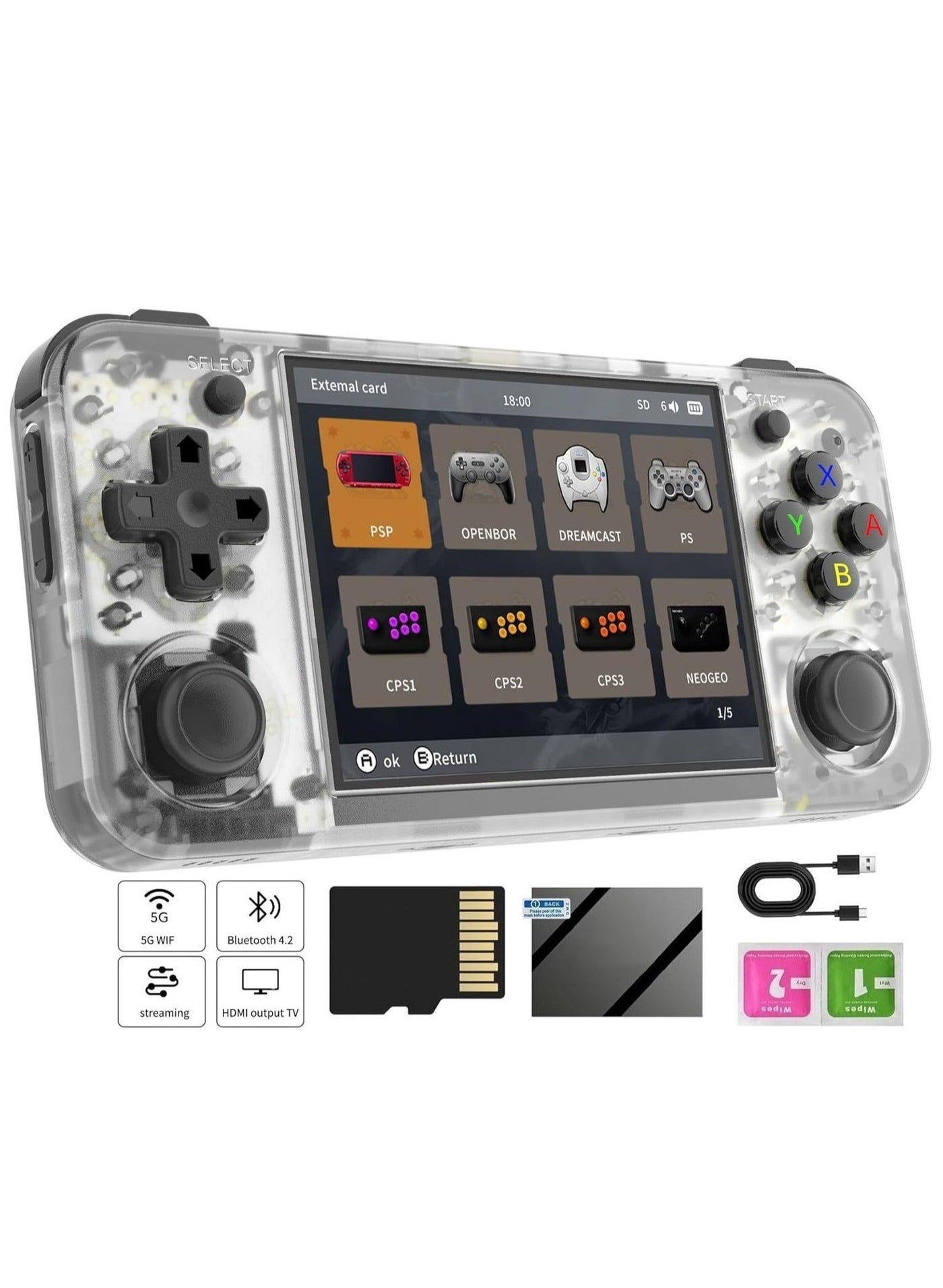Compare RG35XX H Retro Handheld Game Console, 3.5 Inch IPS Screen Linux System Builtin 64G TF Card 5528 Games Support HDMI TV Output 5G WiFi Bluetooth 4.2 at KSA Price
