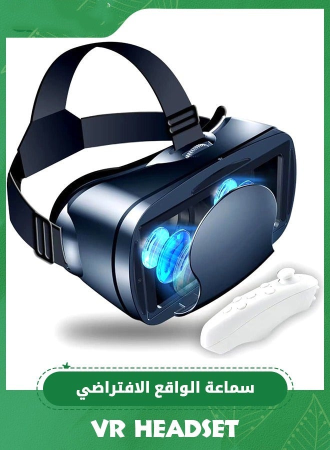 Black VR Headset with Controller Adjustable 3D…