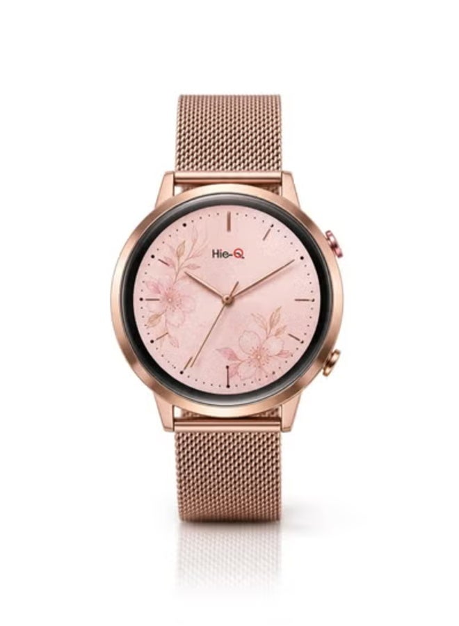 Compare ROSE53 Smartwatch for Women, Rose Gold Milanese Mesh Strap, Pink Sakura Floral Dial, Slim Luxury Ladies Smart Watch with Elegant Japanese Inspired Design at KSA Price