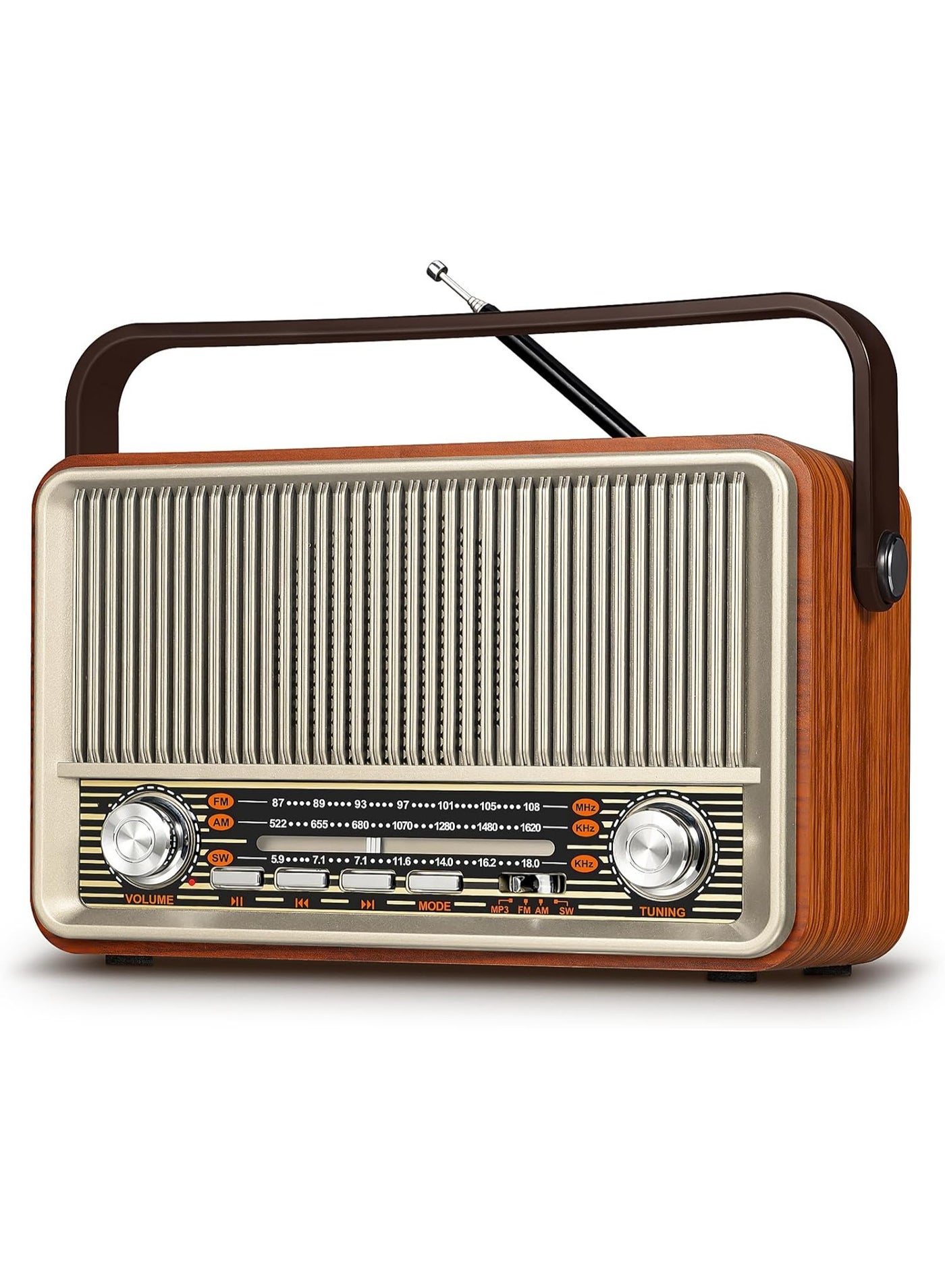 Compare J120 Radio Portable AM FMSW Socket or Rechargeable Battery Operated for Home Outdoor Ice Storm Emergency Retro Vintage Bluetooth Speaker with AUX TF USB Playback at KSA Price