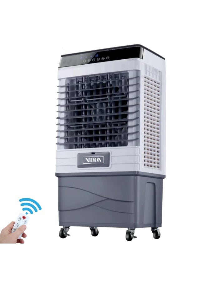 Compare NIHON 3in1 Air Cooler 45L | Portable Evaporative Air Cooler, Humidifier & Fan | 6500 m³hr Airflow, 150W Copper Motor, Remote Control, Ice Chamber & Honeycomb Pads for Home & Office at KSA Price