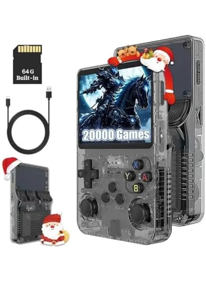Compare R36S Retro Handheld Gaming Console 64GB.3.5Inch IPS Screen, Linux Emulator System, Portable Classic Game Console with Dual Joystick & Save Support IPS Black at KSA Price