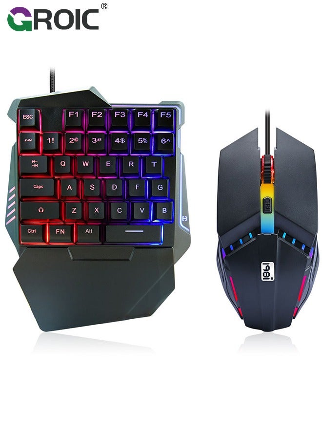 Compare OneHanded RGB Gaming Keyboard and Mouse Combo, 35 Keys Mini Gaming Keypad, 6D Gaming Mouse, Portable Game Controller for PC Gamer at KSA Price