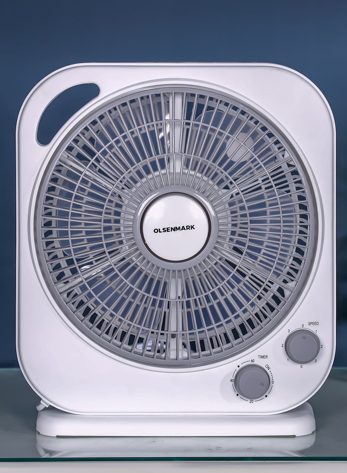 Compare 10 Box Fan, High Performance with 3Speed Controls and 6 PP Leaf Blades, Efficient Cooling and Wind, 60 Minute Timer, 50W Motor OMF1867 White at KSA Price