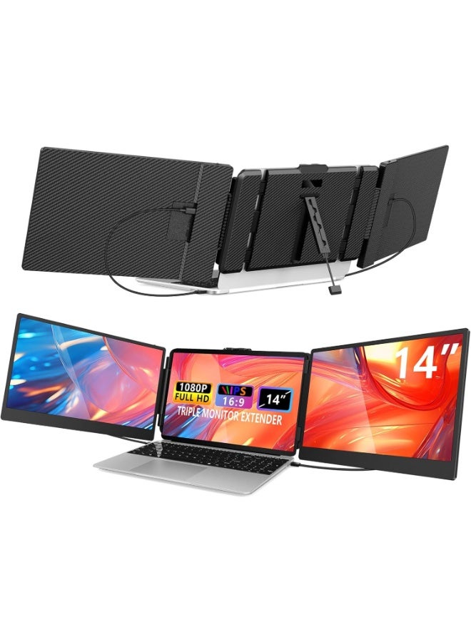 Compare 14 Portable Laptop Monitor with Full HD IPS Display, Triple Screen Extender for 13–17 Laptops, Compatible with Windows, macOS, Chrome at KSA Price