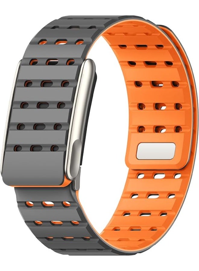 Compare for Whoop 5.0 Band Strap bracelet, compatible with Whoop 5.0 bracelet, suitable for men and women, Magnetic silicone soft and breathable twotone, adjustable waterproof replacement wristband. Gray  Orange at KSA Price