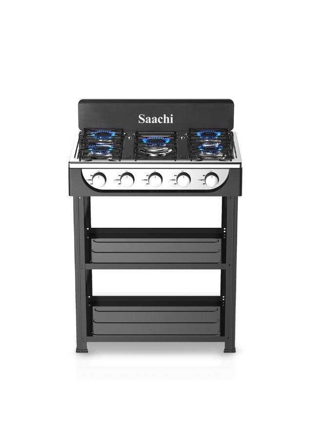 Compare Premium 5Burner Gas Stove with Stand – Efficient LPG Cooking, Easy Clean Design NLGAS5259BK black at KSA Price