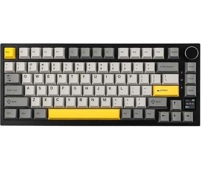 Compare Ajazz AK820 Pro 75% Gasketmounted Mechanical Keyboard with TFT Screen, 3 ModesBluetooth 5.12.4G Wireless & TypeC Wired, Sound Dampening Foams Grey, Ajazz Flying Fish Switch at KSA Price