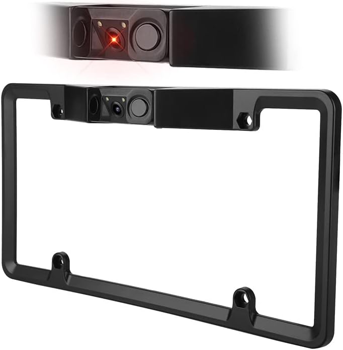 Compare 3 in 1 Car License Plate Frame Parking Sensor, Radar Rearview Reverse Backup Camera 2LED, Suitable for Parking & Back up Car at KSA Price