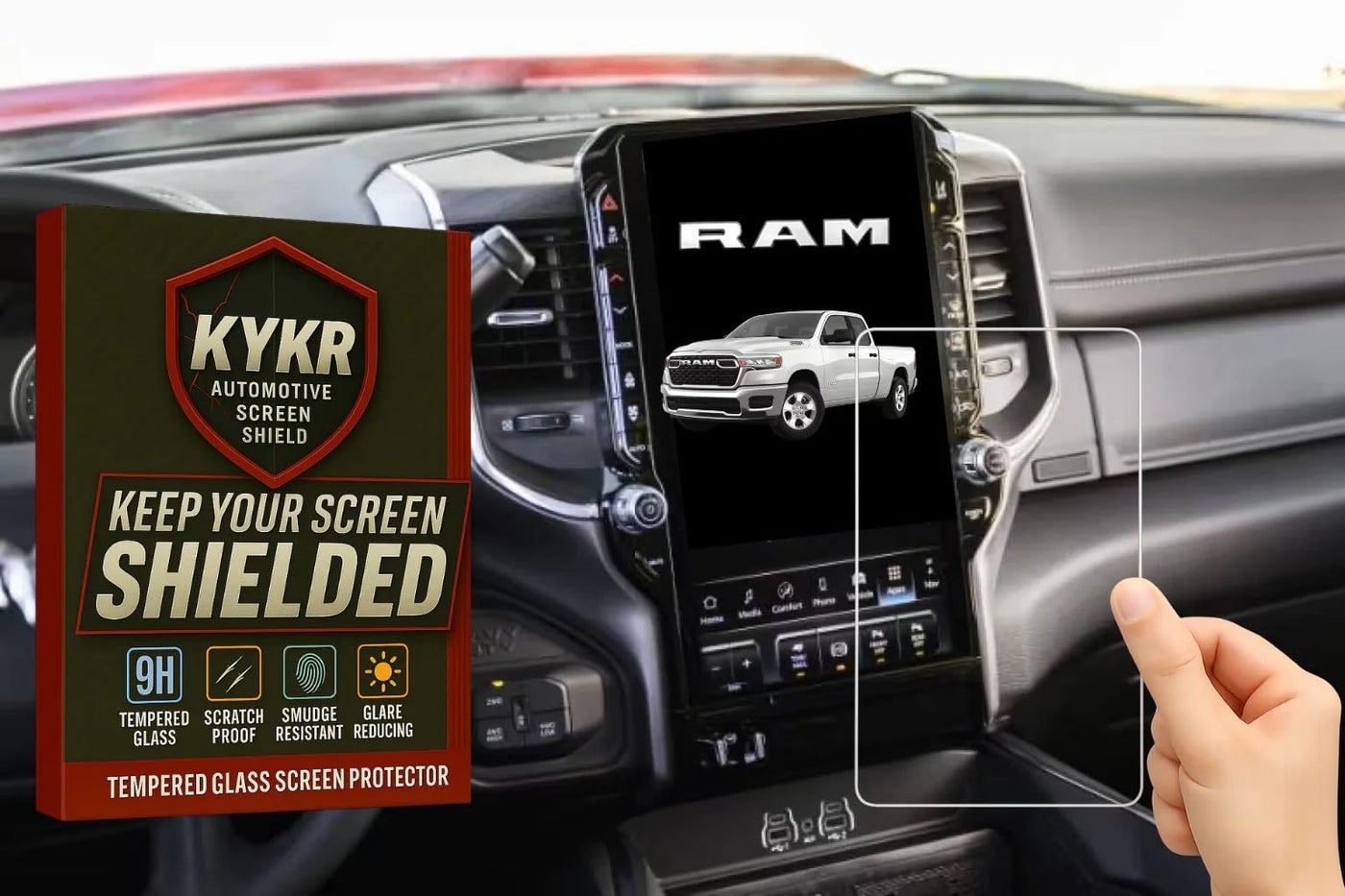 Kykr 12 inches Tempered Glass Screen Protector…