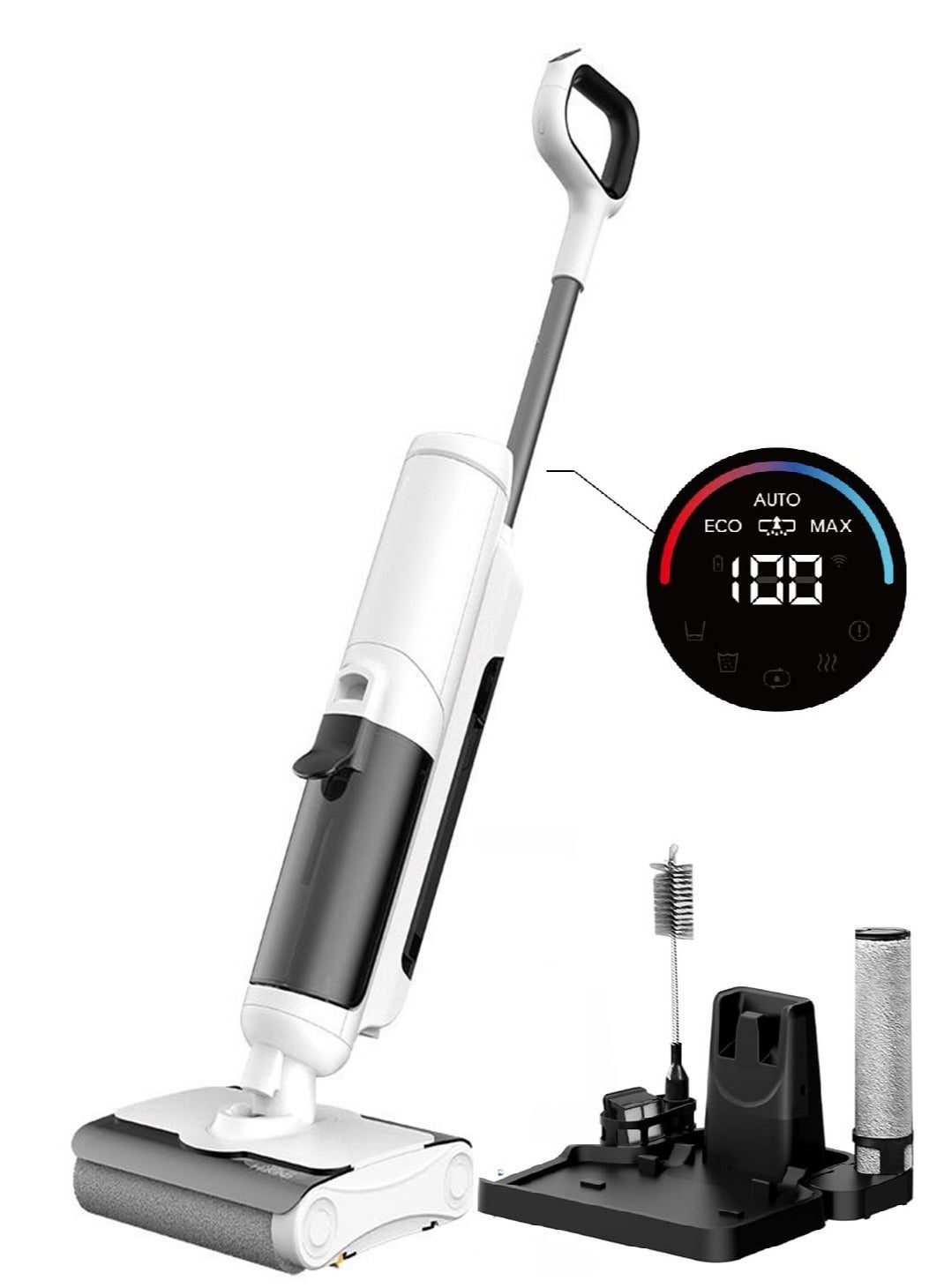 Compare Vacuum Cleaner And Mop with 10KPa Suction, Wet and Dry Vacuum Cleaner Cordless | With Digital Display Dual Roller Brushes Large Filtration System, SelfCleaning, Carpet, Home, Office, Kitchen Floor at KSA Price