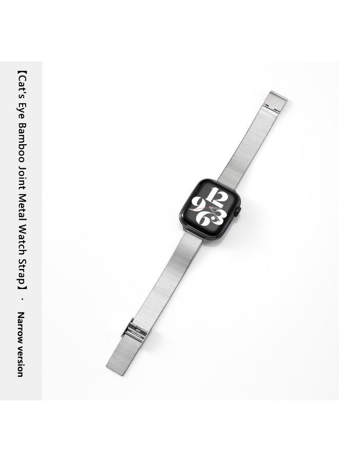 Slim Stainless Steel Watch Band with Cat's Eye Glossy…