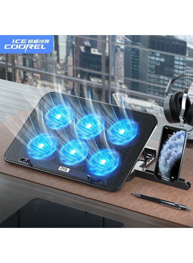 Compare UltraSlim Laptop Cooling Pad with 6 Quiet LED Fans, Adjustable Fan Speed, USB Powered, Portable Design for 1317? Laptops + Phone Holder – Ideal for Gaming & Everyday Use at KSA Price