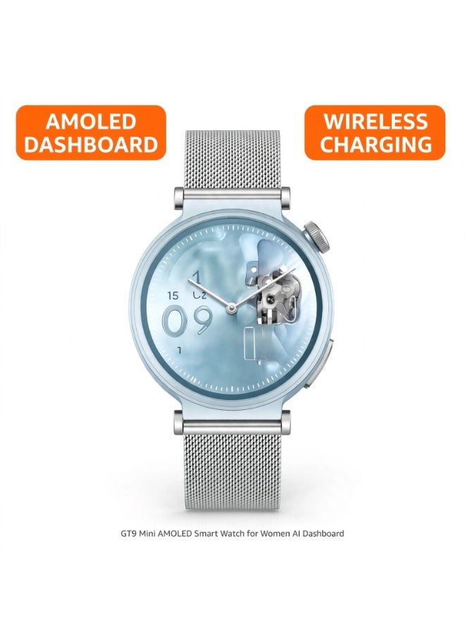 Compare GT9 Mini AMOLED Smart Watch for Women, AI Dashboard, Compass, Wireless Charging, Heart Rate & Sleep Monitoring, Sports Fitness Tracker, Bluetooth Calling, Full Touchscreen Display, 3 Pairs Interchangeable Straps, Android & iPhone Compatible, Stylish Smartwatch for Fitness & Daily Use at KSA Price