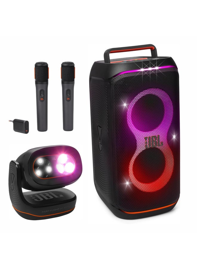 Compare PartyBox Club 120 Wireless Party Speaker,  + Digital wireless microphones + PARTYLIGHT BEAM Bluetooth projection party light JBLPBCLUB120UK+JBLPBWIRELESSMIC+JBLPLBEAMEU Black at KSA Price