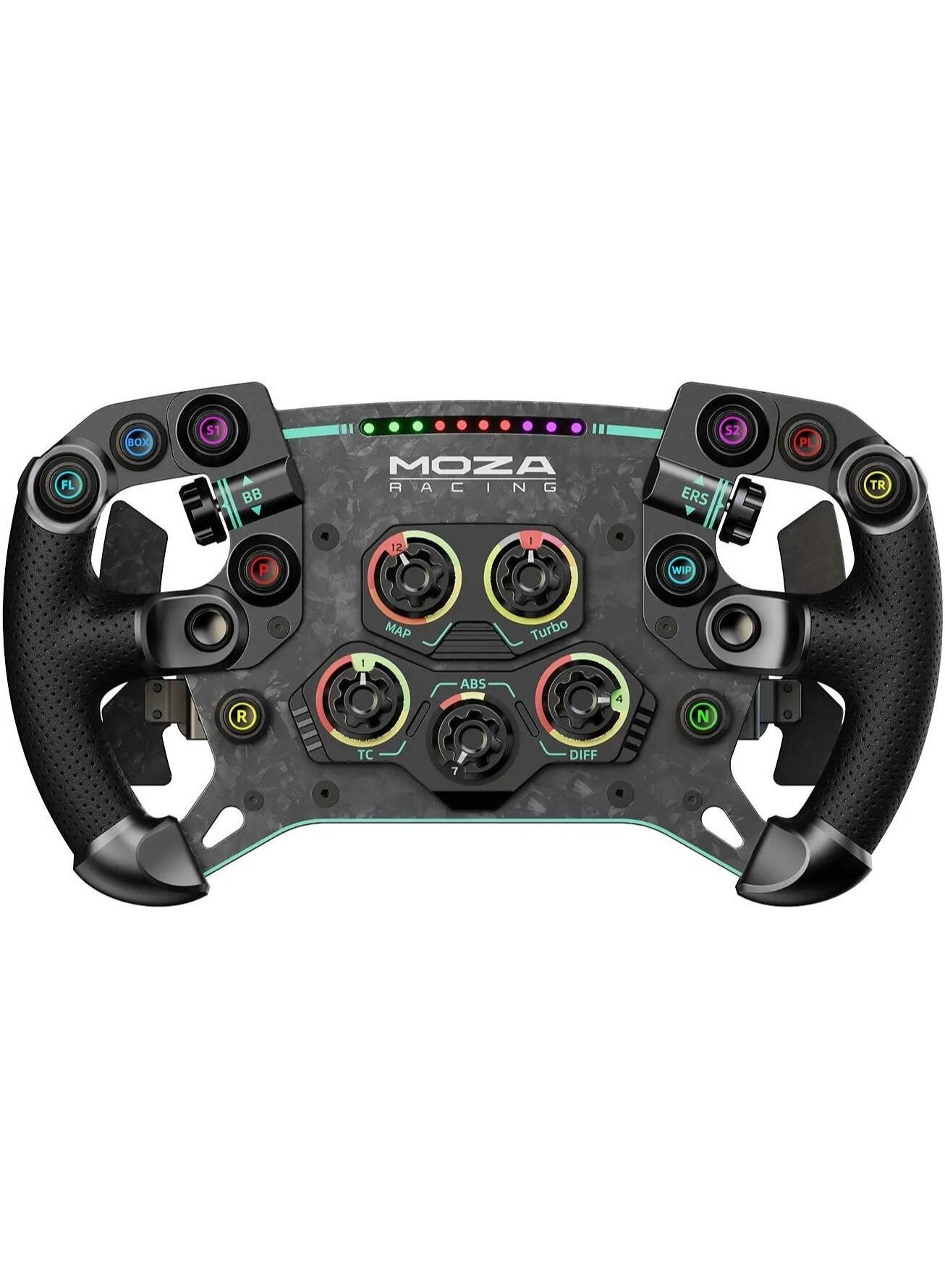 Compare GS V2P GT 300mm Steering Wheel, DirectDrive Compatible, Forged Carbon Fiber Frame, Perforated Microfiber Leather Grip, DualClutch Magnetic Shifter Paddles, 10 RGB Buttons, 5 Rotaries, 2 Joysticks, RGB Rev Indicator, Quick at KSA Price